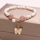 thumbnail image 3 of Pulsera de perlas de agua dulce con cristales de fresa, pulsera para mujer, diseño de minorías INS, pulsera de estudiantes, pulsera de perlas, 3 of 4