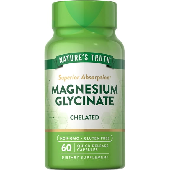 Magnesium Glycinate Capsules | 665mg | 60 Count | Non-GMO, Gluten Free Supplement | by Nature's Truth