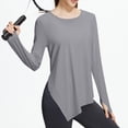 thumbnail image 4 of FNFYFH Long Sleeve Workout Tops for Women with Thumb Holes Side Split Loose Fit Gym Yoga Shirt Ice Silk Sun Protection Shirts, 4 of 8