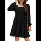 thumbnail image 1 of Vestido Estilo Babydoll Informal de Otoño con Cuello Cuadrado y Larga para Mujer Negro XL, 1 of 8