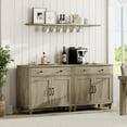 thumbnail image 4 of WAMPAT Large Nightstands with 4 Doors and 2 Drawers, Farmhouse Wood Nightstand Storage Cabinets with Storage Cabinets, Modern Farmhouse End table Credenza for Bedroom, Wash grey, 2PCS, 4 of 8