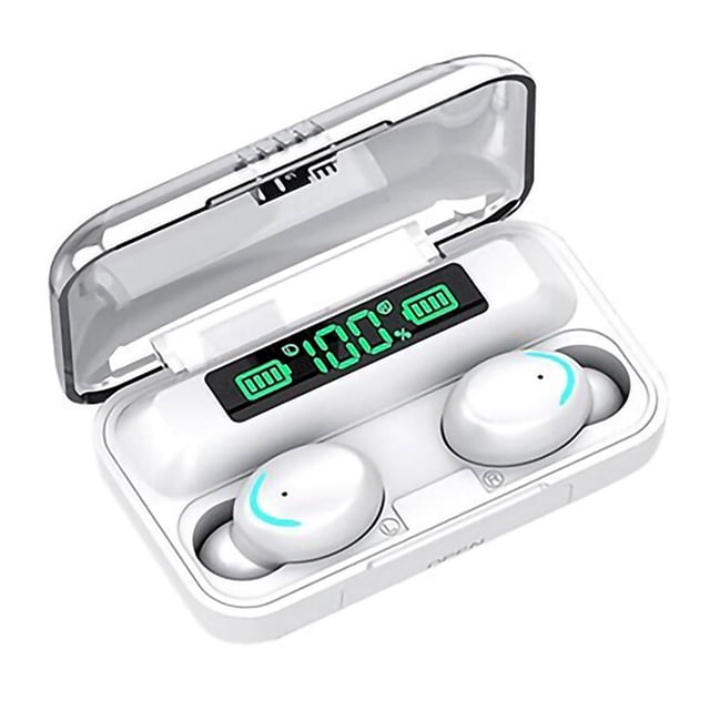 Auriculares verdaderos auriculares inalámbricos BT en la oreja auriculares deportivos con pantalla de visualización de batería LED control táctil inteligente función de banco de energía blanco Abanopi Auriculares