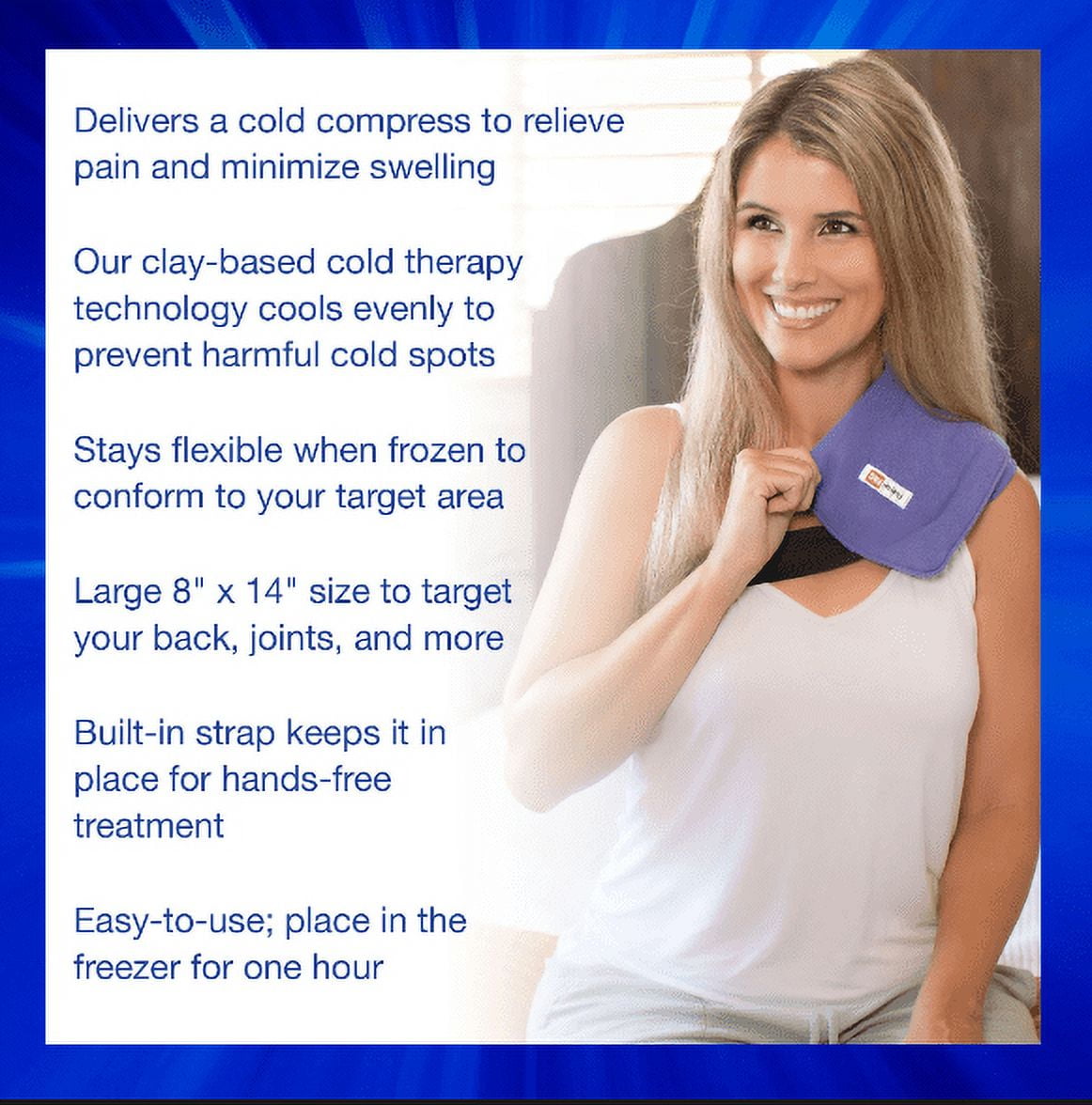 ThermiPaq 8" x 14" Reusable Icy Cold Pack Pain Relief Wrap Therapy, Support Injury Recovery, Large
