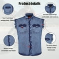 thumbnail image 4 of Dream Apparel Men's Biker Cuttoff Vest Denim/Cotton Shirt with Vintage and Frayed Sleeveless Look 2 Front Pockets, 4 of 7