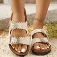 thumbnail image 3 of Dakaela Women's Cork Footbed Sandals Comfortable Rhinestone Two Buckles Summer Shoes Casual Work Walking Slip on Slides Size 7, 3 of 6