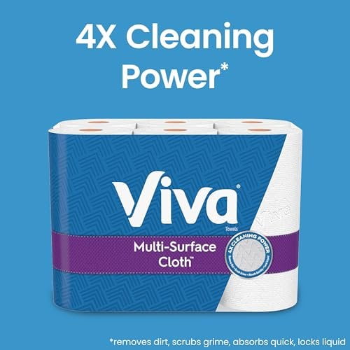 Viva Multi-Surface Cloth Paper Towels, 12 Triple Rolls, 165 Sheets Per Roll 2 Packs of 6
