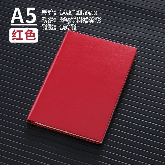 XmhyTop 2 cuadernos de cuero A5 de tapa dura con compartimento para bolígrafos, de cuero para mujeres y hombres, para oficina,diario y diario de viaje, 100 hojas, 200 páginas (rojo)