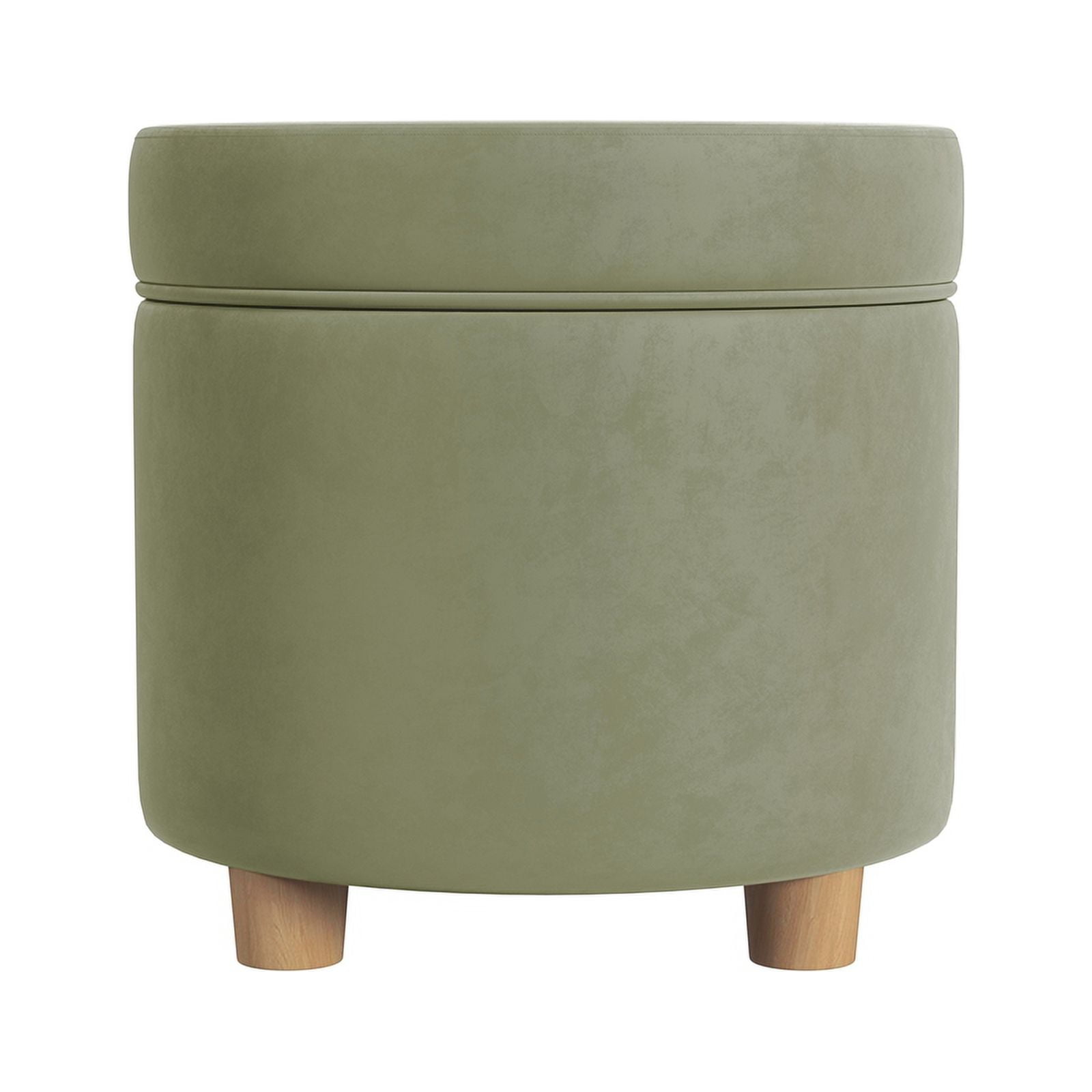 HomePop Round Storage Ottoman, Light Sage Green Velvet