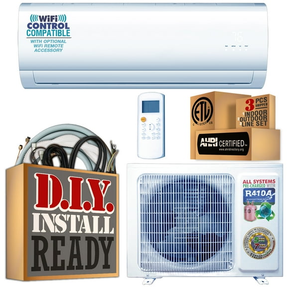 Amvent AXi Series 24000 BTU  Ductless Mini Split Air Conditioner with Heat Pump incl  25 Foot installation Kit