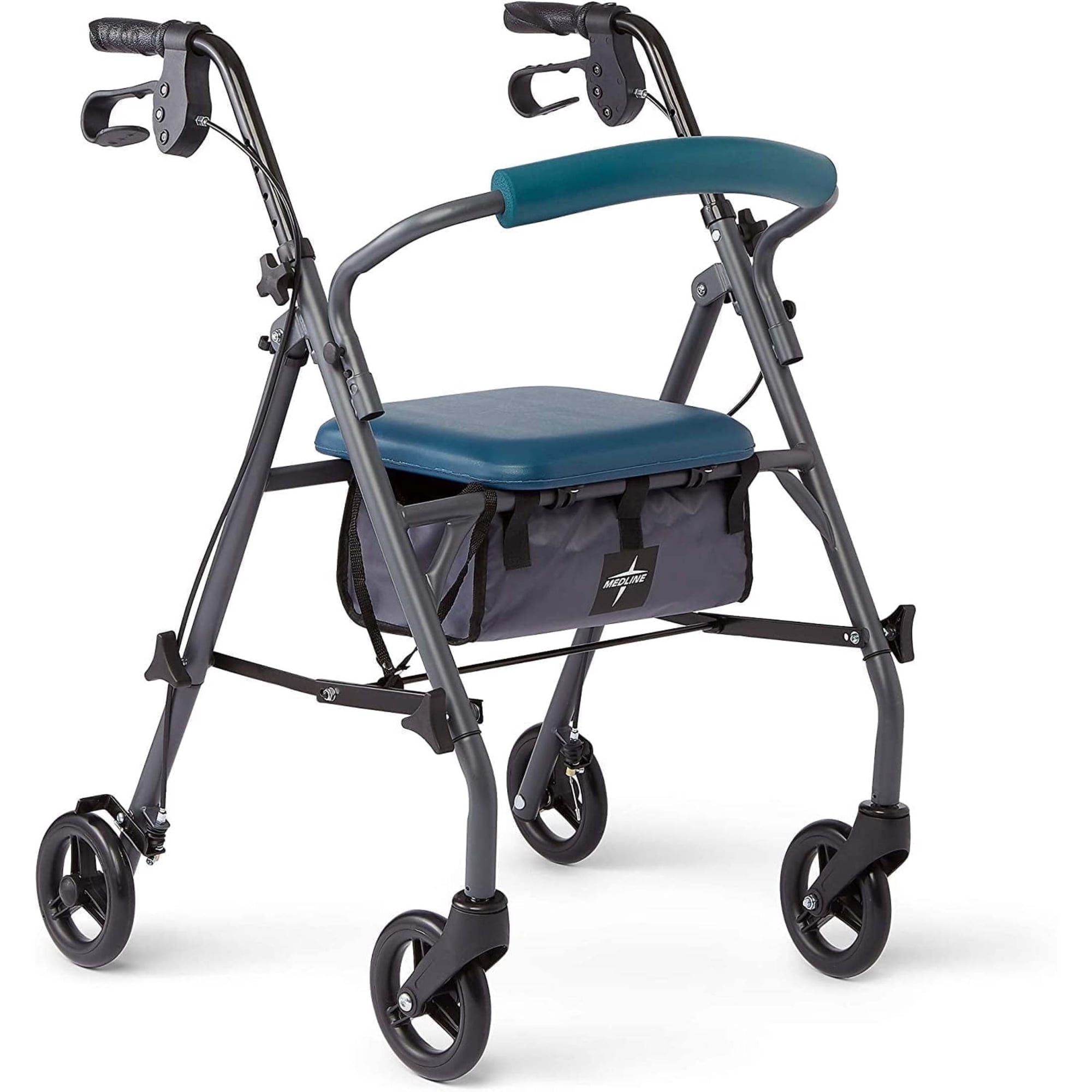 Medline Rollator Walker with Seat and Wheels, Folding Walker for Seniors with Microban®