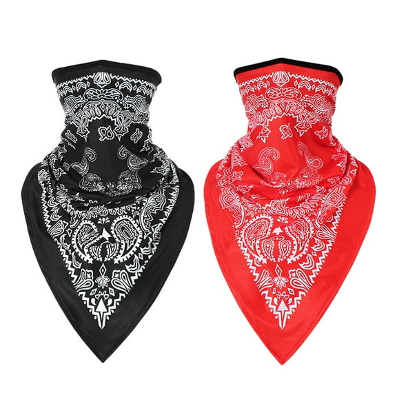 2pcs Bike Triangle UV Protection Face Mask Neck Gaiter Scarf Bandana Balaclava for Men Women Summer Half Face Mask Headbands Reusable Washable