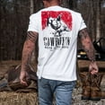 thumbnail image 2 of Combat Iron Cowboy’n | Knuck If You Buck Men’s Graphic T-Shirt – Athletic Fit Comfort Tee – 3XL, White, 2 of 5