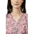 thumbnail image 5 of Janasya Women's Pink Chiffon Lurex Floral Printed Flared Dress, 5 of 5