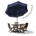 thumbnail image 6 of JONATHAN Y Tracy 9 ft. Market Patio Umbrella, Classic Mid-Century Scalloped Fringe, with Auto-Tilt Crank, Wind Vent and UV Protection, Navy/White, Dark Brown Pole, 6 of 10