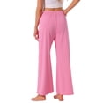 thumbnail image 3 of INSPIRE CHIC Women's Pajamas Pants Wide Leg Casual Ribbed Knit Loose Fit Sleep Soft Comfort Outfits Lounge Bottoms M Pink, 3 of 6