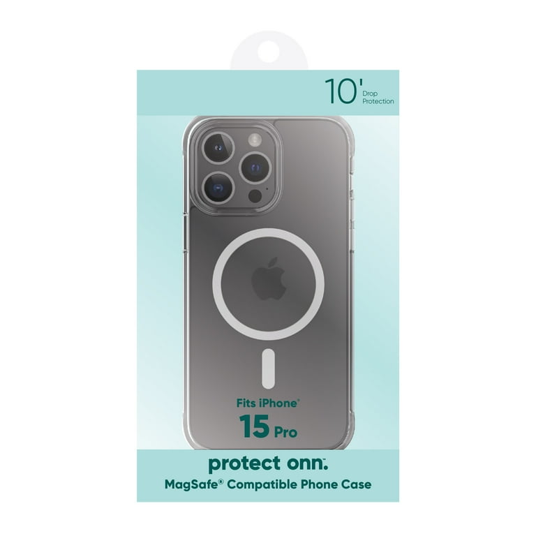 Onn+ MagSafe Compatible Clear Cell Phone Case for iPhone 15