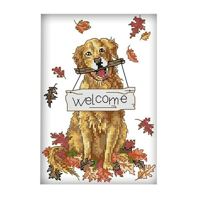GUOOL DIY Stamped stitch set with Printed Pattern- Lovely Dog Pattern DIY Needlepoint 22x33cm 11CT