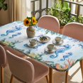 thumbnail image 3 of Seahorse Coastal Table Cloths for 5 Foot Rectangle Tables, Summer Nautical Starfish Coral Ocean Patio Waterproof Elastic Fitted Tablecloths, Washable Rectangular Table Cover for Camping, 3 of 8