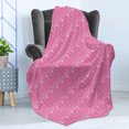 thumbnail image 3 of Ambesonne Art Deco Fleece Throw Blanket Pink Simple Vintage Motif 70"x90" Pink and White, 3 of 5