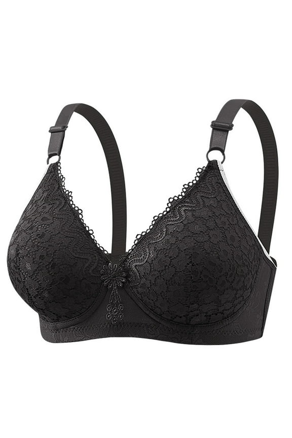 High Support Bras For Women Adjustable Strap Full Coverage Up Bras Comfortable No Underwire Wireless Black 36B Size
