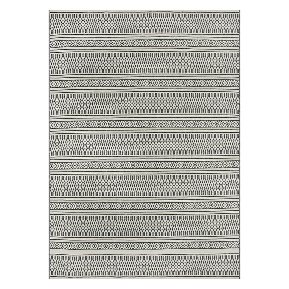 Better Homes & Gardens Reversible Outdoor Rug, Persian & Striped, 7 ft x 10 ft, Dark Gray