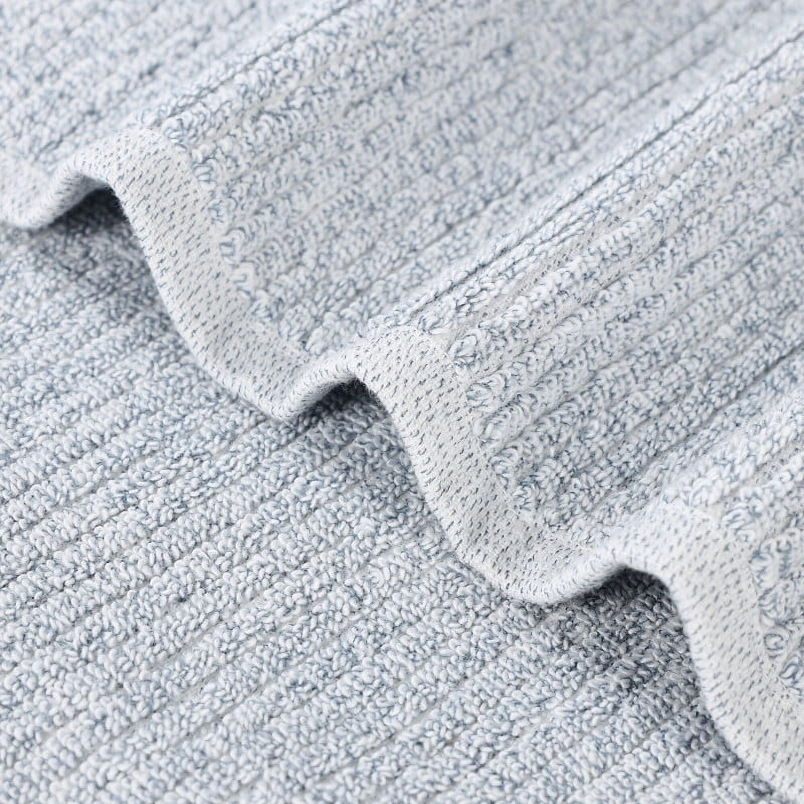 Superior Destin Viscose 6 Piece Cotton Blend Towel Set, Medium Weight Soft Towels, Denim Blue