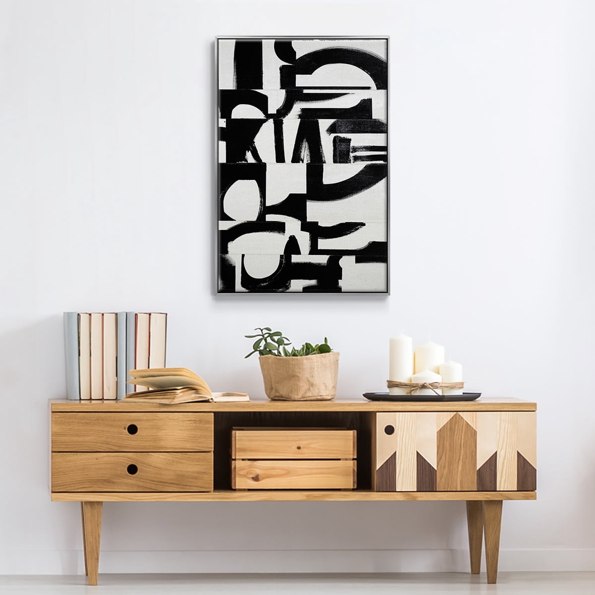 Prosperous Elements V10 Framed Premium Gallery Wrapped Canvas - Ready to Hang - 27 x 41 - Silver Floating Frame