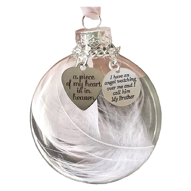 Adornos navideños Angel Feathers Ball Un pedazo de mi corazón está en el cielo Memorial Wmkox8yii gf9163
