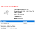 thumbnail image 2 of Exhaust Manifold Gasket Set - Compatible with 1983 - 1985 Volvo 760 2.4L 6-Cylinder 1984, 2 of 2
