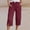 Wine, variant on Oplxuo Capri Pants for Women Drawstring High Waisted Split Hem Casual Loose Cropped Pant Wide Leg Cotton Capris with Pockets