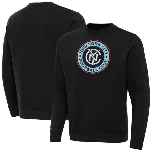 Men's Antigua Black New York City FC Big & Tall Victory Pullover Sweatshirt