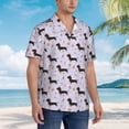 thumbnail image 5 of Daiia Dachshund Dog Hawaiian Shirt for Men Gentle Cotton Regular Short Sleeve Casual-Large, 5 of 9