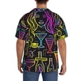 thumbnail image 3 of Fuzoiu Neon Bar Drinks Print Men's Casual Short,Men's Short Sleeve Shirt,Mens Casual Button Down Shirts,Cuban Collar Summer Shirt for Beach, Vacation, and Outdoor Activities-4X-Large, 3 of 5