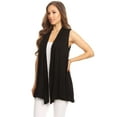 thumbnail image 2 of Women's Sleeveless Open Front Cardigan Lightweight Solid Drape Vest, 2 of 4