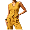 thumbnail image 4 of HBDesign Women Summer Seersucker 2 Piece Set V-Neck Vest Wide Leg Pants Slim Fit Outfit, 4 of 6
