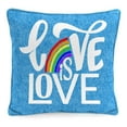 thumbnail image 5 of Jordan Manufacturing 16" x 16" Love is Love and Rainbows Light Blue Novelty Reversible Square Outdoor Throw Pillow with Welt (2 Pack), 5 of 11