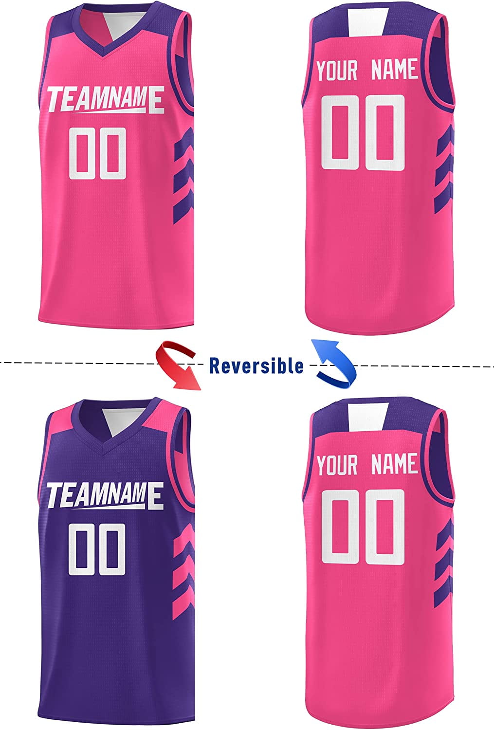  BaiLiLai Custom Basketball Jersey Reversible Printed Name  Number Athletic Blank Team Uniform for Men/Youth, Black/Blue, One Size 