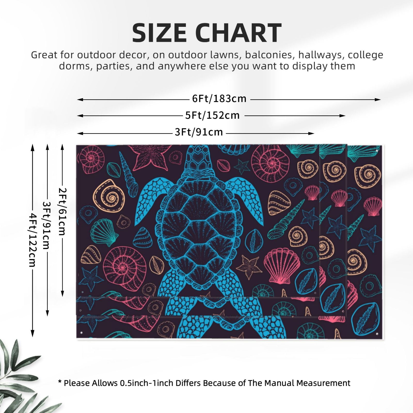 Sea Turtle Shells Starfish Four Hole Decorated Banner Flag for Garden Yard Home Decoration Indoor Outdoor 4x6 Ft