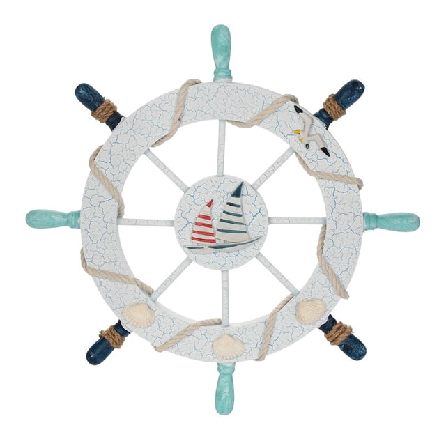 Rueda de barco náutico Rienar, 28 cm, decoración de madera