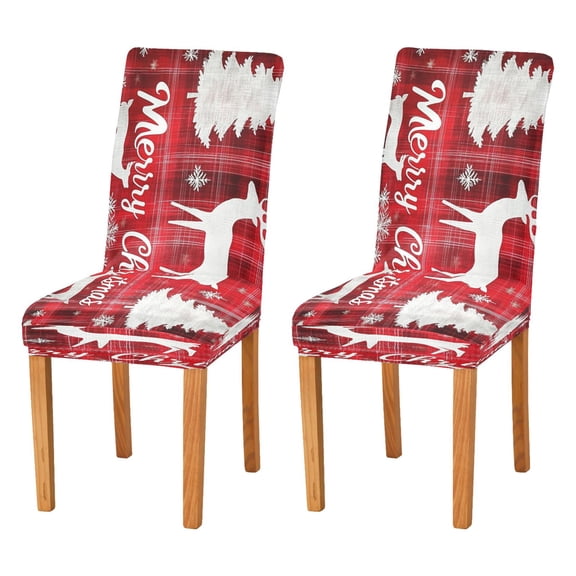 BZSMCE Chairs Slipcovers Dining Chair Covers Reindeer and Christmas Trees Creative Pattern