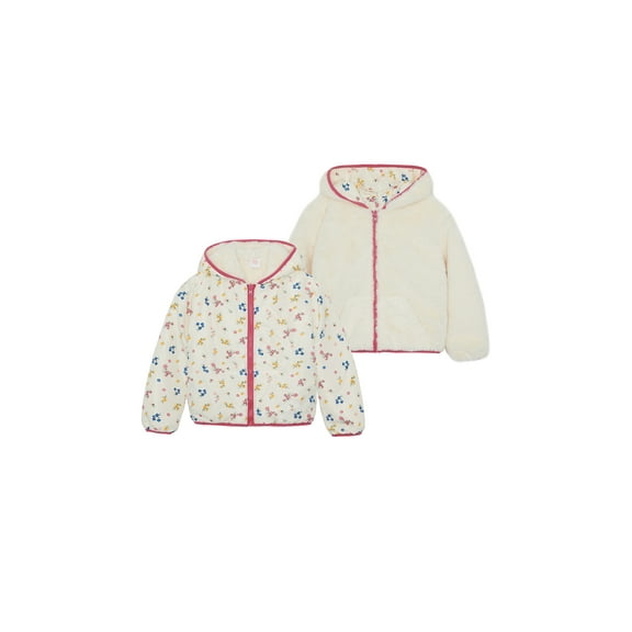 Wonder Nation Toddler Girl Faux Fur Reversible Jacket, Sizes 12M-5T