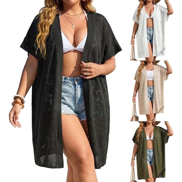 Sentmoon Cardigan Sweater Bathing Suit Cover Ups Breathable Loose Fit Plus Size Bathing Suit Cover for Going Out and Party