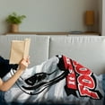 thumbnail image 3 of Soccer Soft Flannel Fleece Throw Blanket, Football is My Life Words in Vintage Grungy Graphic Design Goal Sports Team, Cozy Plush for Indoor and Outdoor Use, 70" x 90", Blue Black Red, by Ambesonne, 3 of 5