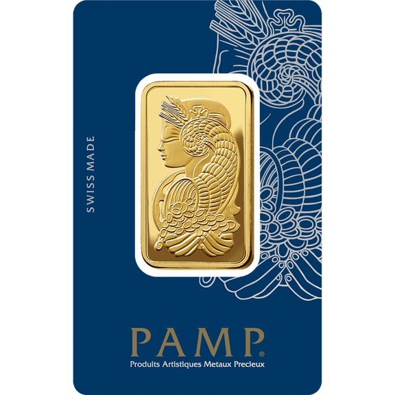 1 oz Gold Bar - PAMP Suisse Lady Fortuna Veriscan In Assay