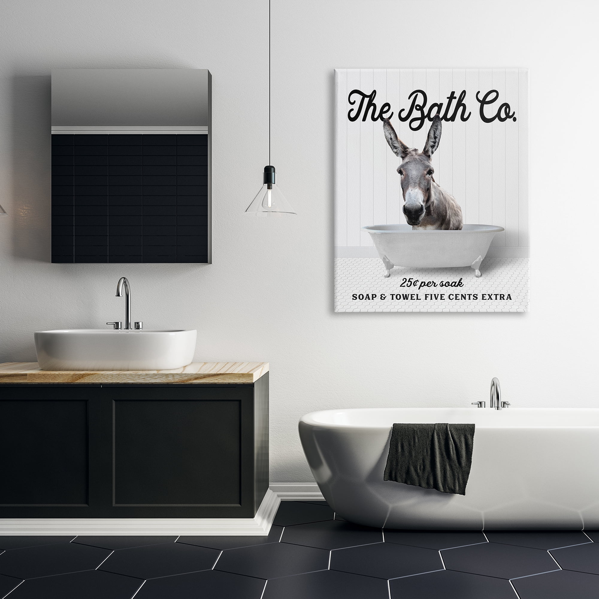 Stupell Industries Vintage Bath Ad Donkey Animals & Insects Painting Gallery Wrapped Canvas Print Wall Art, 36 x 48