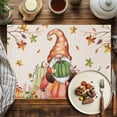 thumbnail image 4 of Thanksgiving Gnome Placemats Set of 6 Watercolor Leaves Heat Insulated Linen Place Mats, Washable Stain-Proof Table Mats for Dining Tables Holiday Decor 13x19inch, 4 of 9