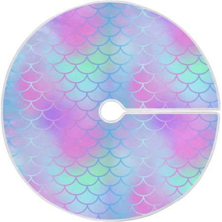 ZHANZZK Magical Mermaid Tail Texture Xmas Christmas Tree Skirt Stand Mat for Holiday Party Decoration Indoor Outdoor 36 inches