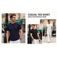 thumbnail image 4 of RICHCOIN Short Sleeve T-shirt for Men Ribbed Summer Top Blue Casual Crewneck Slim Fit Tee Shirts XXL, 4 of 7