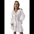 thumbnail image 1 of Vestido Corto Informal de Verano para Mujer, con Escote en V, Larga, Holgado, Cintura Alta, Plisado y Volantes M, 1 of 8