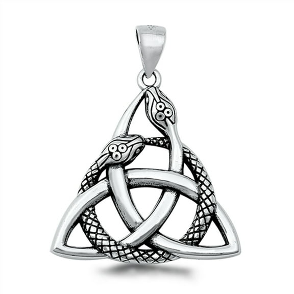 Sterling Silver Celtic Triquetra Pendant Trinity Snake Serpent Triangle Charm Jewelry Female Unisex